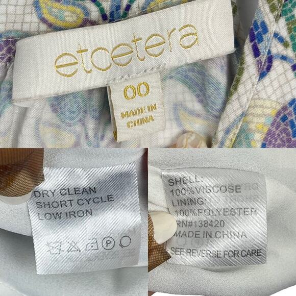 Etcetera Floral Mosaic Print Halter Self Tie Mini Dress Keyhole Size 00 - Picture 16 of 16